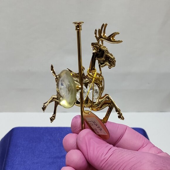 Crystal Delight 24K GP Reindeer Suncatcher Austrian Crystals Window Display 1997 - Picture 4 of 11